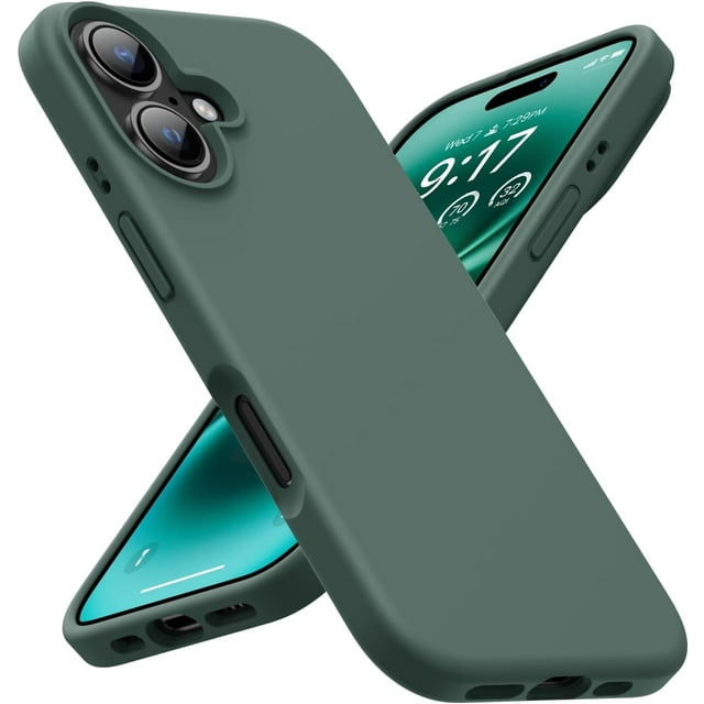 KOMI Designed for iPhone 16 Case,Shockproof Liquid Silicone Protective Phone Case with Soft Anti-Scratch Microfiber Lining Ultra Slim Drop Protection Phone Cover 6.1 inch Military Green