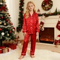 thumbnail image 2 of LRen Christmas Pajamas for Kids Size 8 Reindeer Print Button T-Shirt and Elastic Shorts Casual Sleepwear Oversized Loungewear Sets 3-4 Years,Z4-Red, 2 of 8