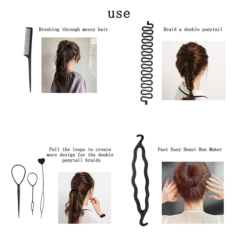 NOGIS 6 Pcs Hair Braiding Tool,Hair Tail Tools, Hair Braid  Accessories,Ponytail Maker Accessories,French Braid Tool Loop for Hair  Styling,DIY Hair Styling Tool Kit 