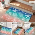 thumbnail image 6 of Marine Life Washable Small Entryway Area Rugs 2'x3', Starfish Shell Coral Gradient Blue Green Red Ocean Low Pile Throw Rug Non-Slip Sturdy Edge Binding Carpet for Front Door Floor Room Entry, 6 of 9