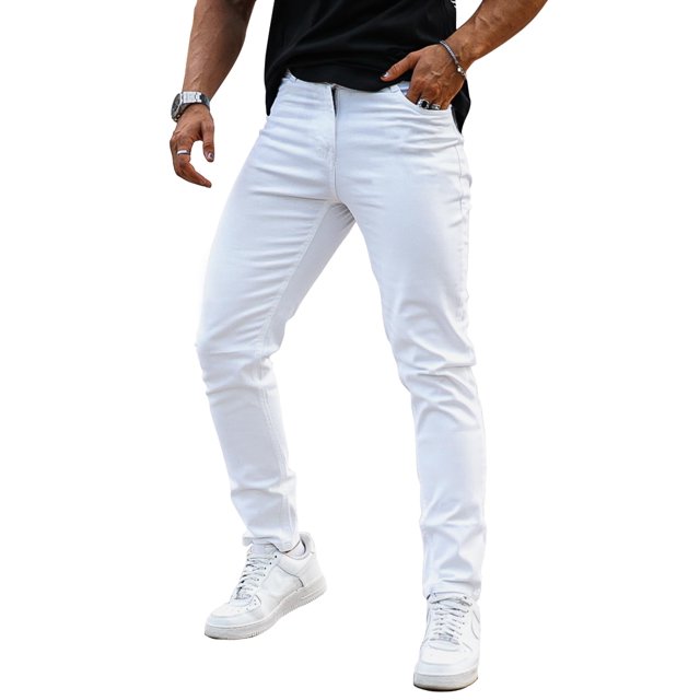Pantalones vaqueros elásticos Jeans Heyfanee Slim Fit para hombre, color blanco