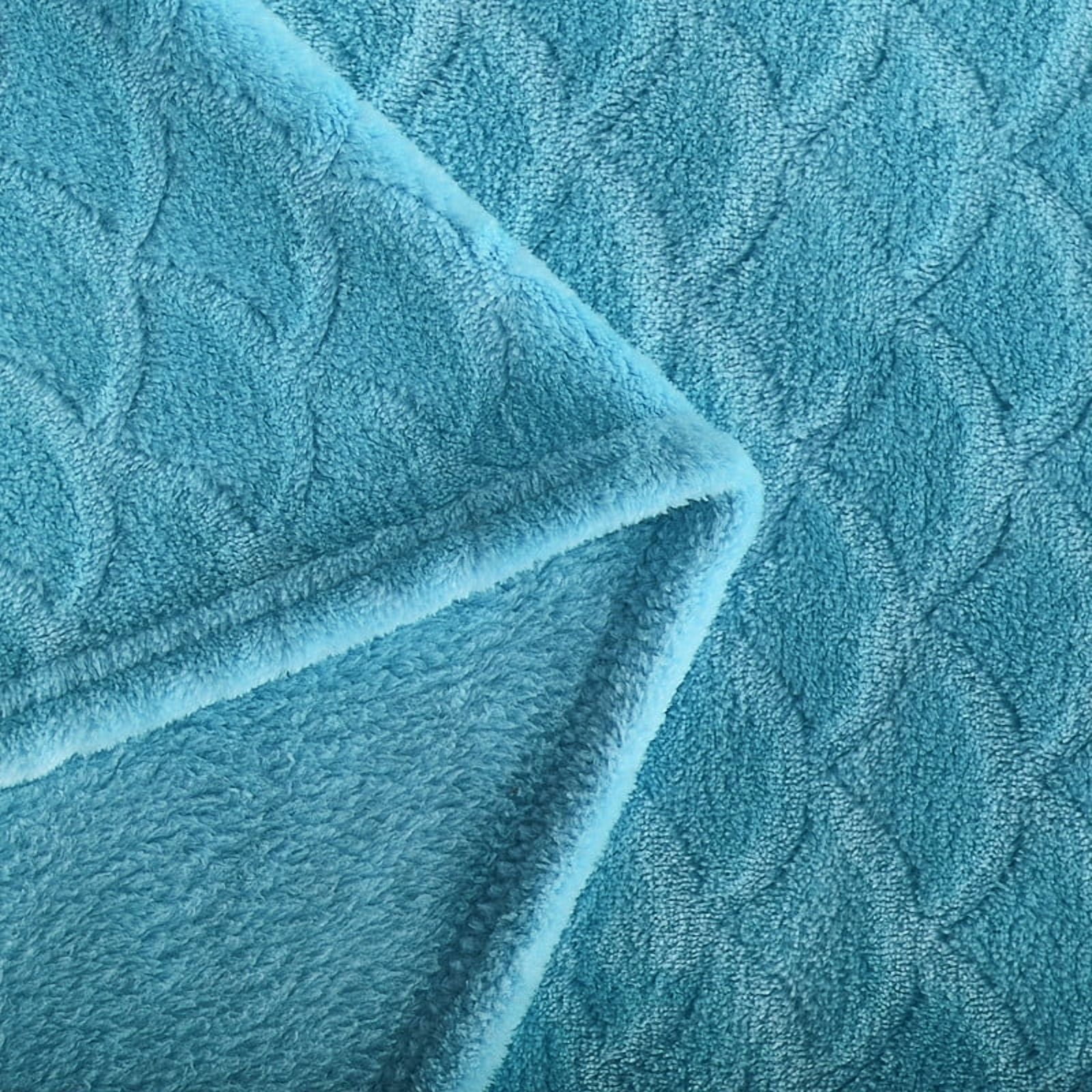 Aisbo Brushed Flannel Blanket Teal King, Super Soft and Cozy Blankets All Season Use
