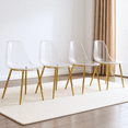thumbnail image 6 of NYEESS Set of 4 Clear Transparent Dining Chairs Armless with Gold Metal Legs Modern Acrylic Side Chairs for Kitchen Dining Room, 6 of 10