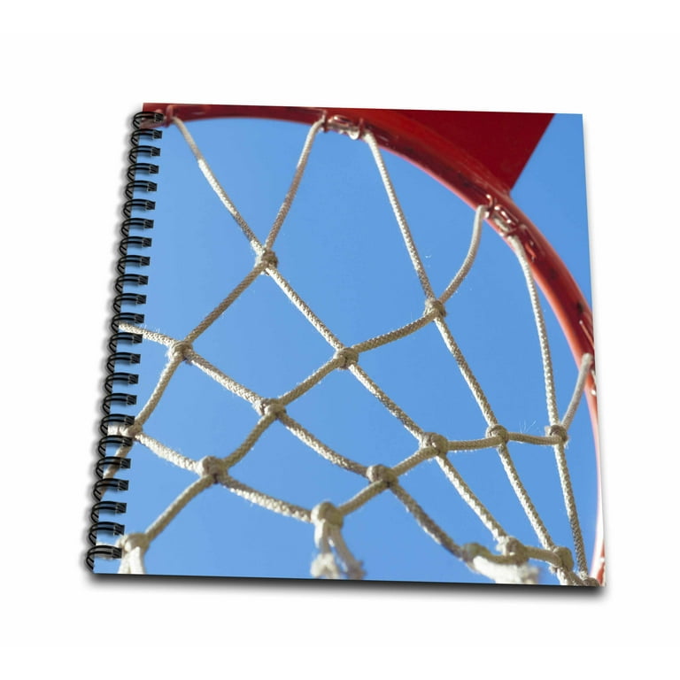 3dRose Red basketball hoop, white net, blue sky - Drawing Book, 8 by 8-inch  