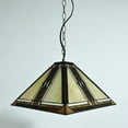 thumbnail image 2 of FSLiving Hanging Swag Lamp no Wiring Needed Portable Tiffany Yellow Pyramid Shape Pendant Light Stained Glass Baroque Style Colorful Chandelier with 15ft Plug-in Dimmer Switch Iron Cord - 1 Light, 2 of 8