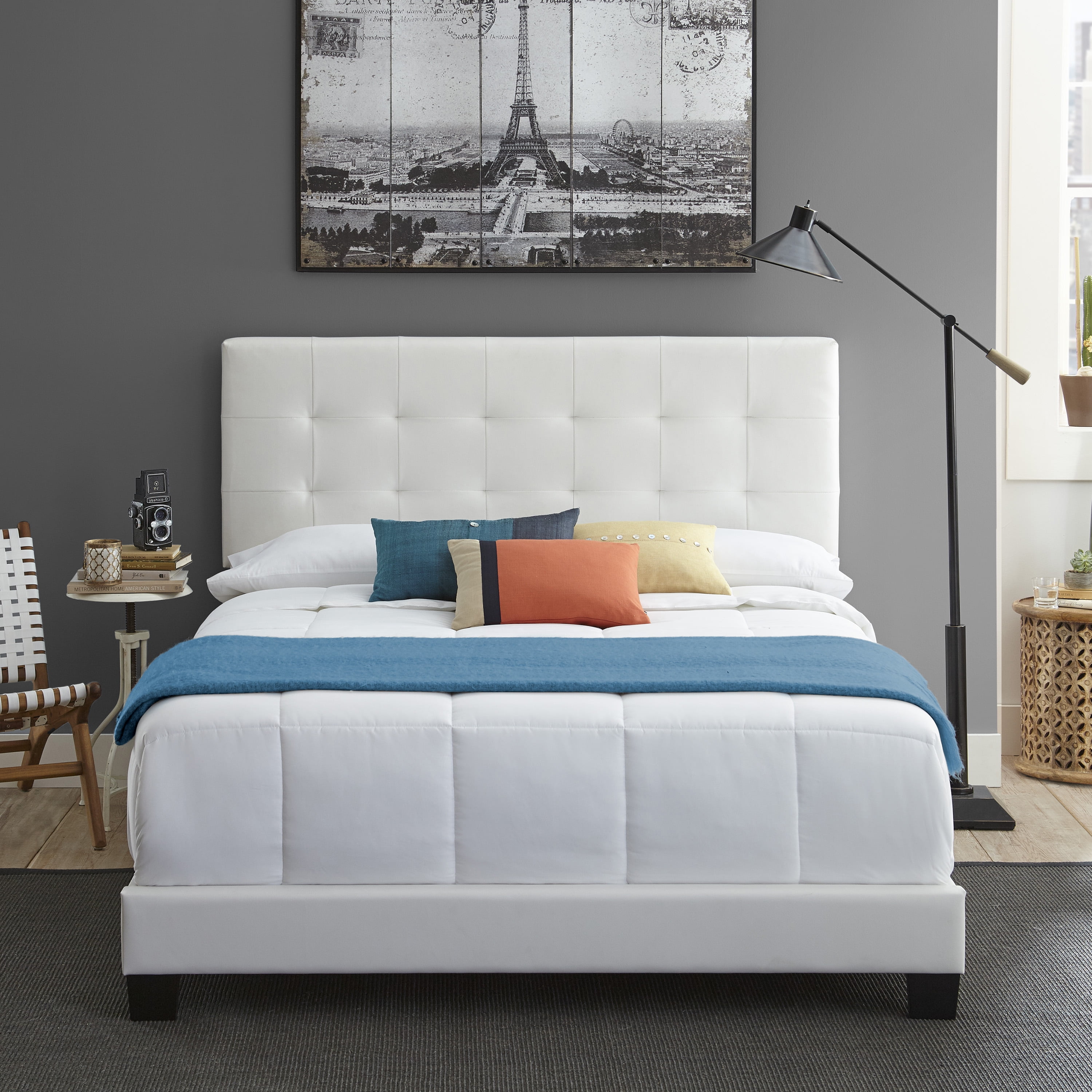 Boyd Sleep Roma Upholstered Tufted Faux Leather Platform Bed with Bonus