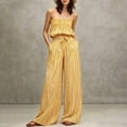 thumbnail image 3 of Iyufng Striped Summer Outfits for Women 2 Piece Spaghetti Straps Top Wide Leg Pants Suit, 3 of 7