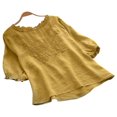 thumbnail image 1 of CHOK Women Plus Size Casual Loose Linen 3/4 Sleeve Solid Boho Tunic Blouses Tops, 1 of 4