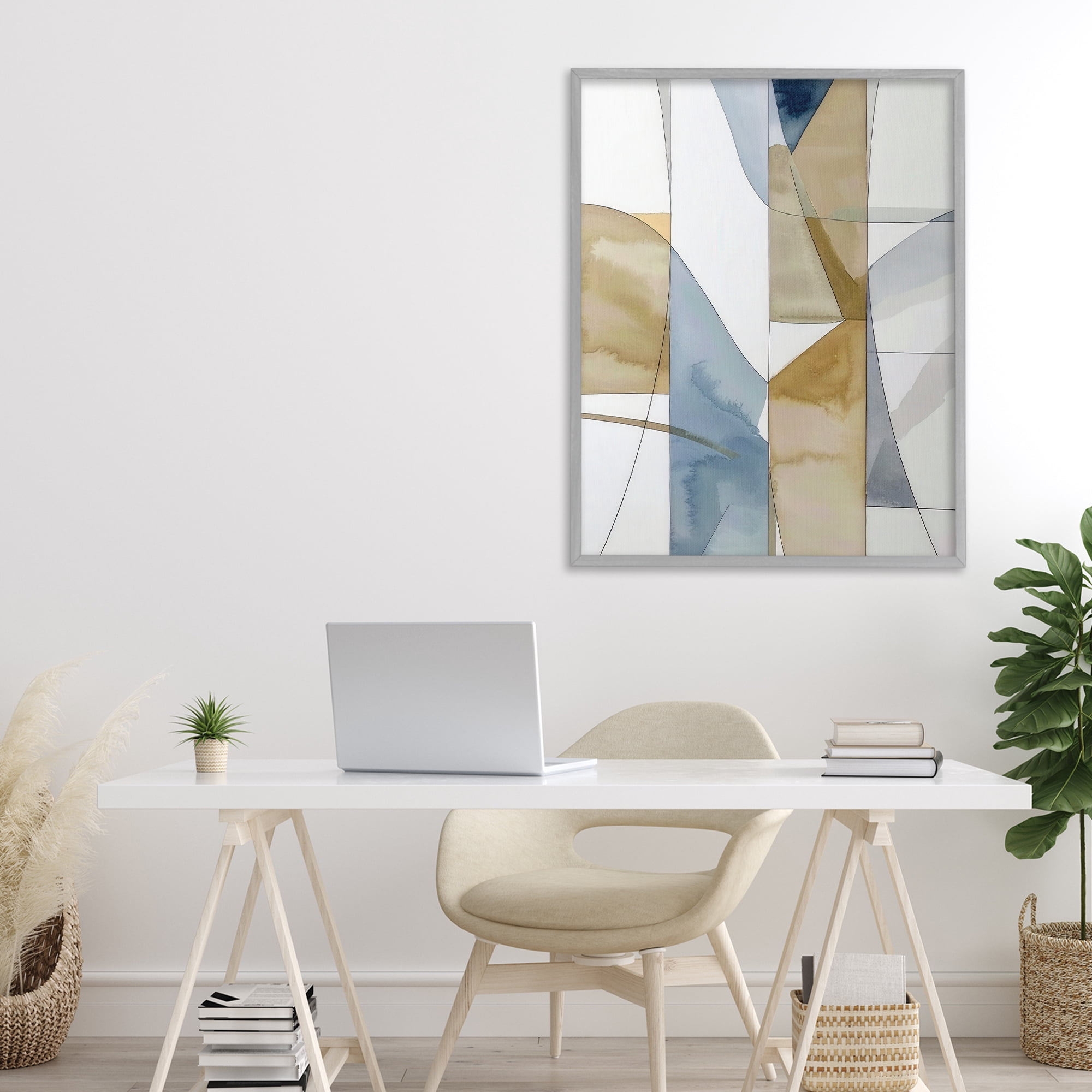 Stupell Industries Geographic Abstract Sections Gray Framed Giclee Art, design by Alonza Saunders