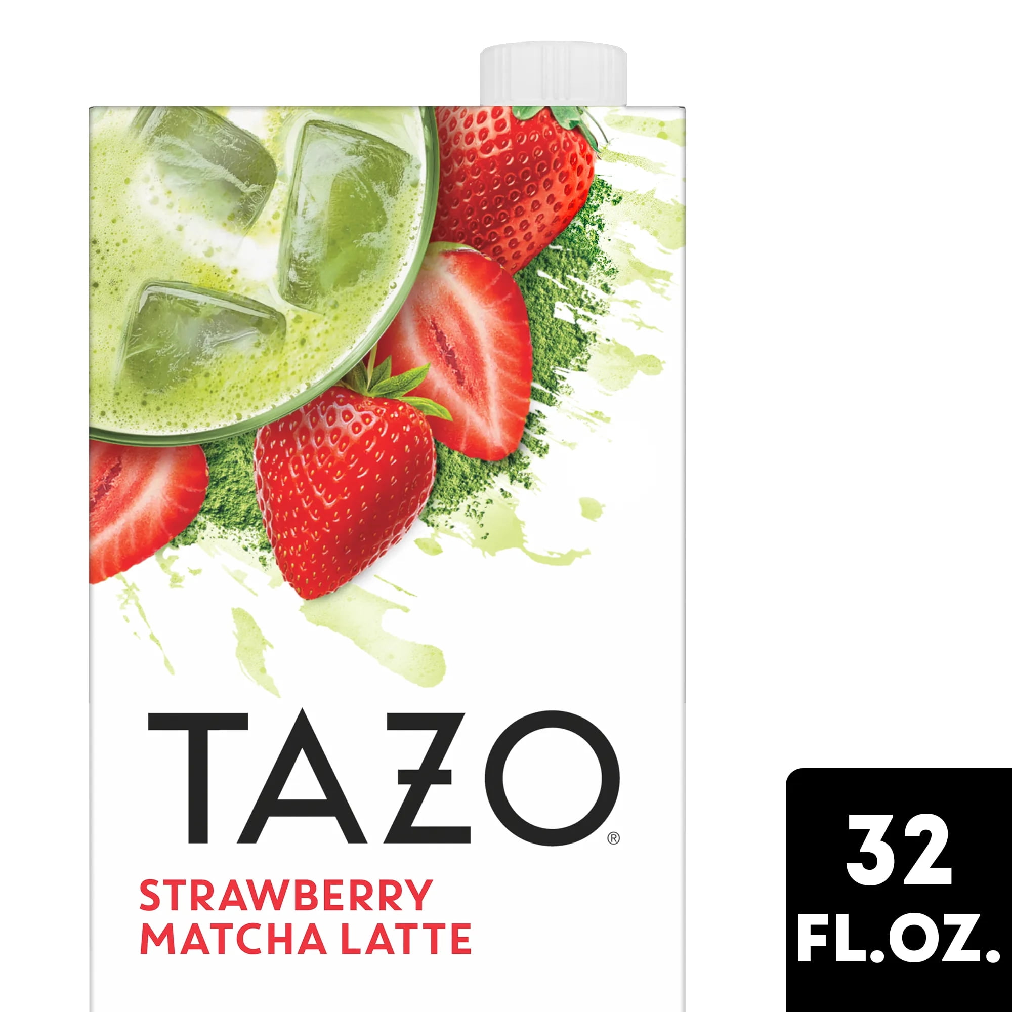 (6 pack) TAZO Strawberry Matcha Latte Concentrate, Sweetened Green Tea and Matcha Flavor, 32oz Carton