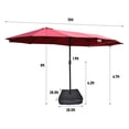 thumbnail image 4 of Segmart 15ft Patio Umbrella with Base & Solar Lights, Outdoor Large Twin-size Rectangle Market Umbrellas for Pool Lawn Garden, Patio Sided Umbrella with 12 Strong Ribs & Ventilation Openings, Red, 4 of 7