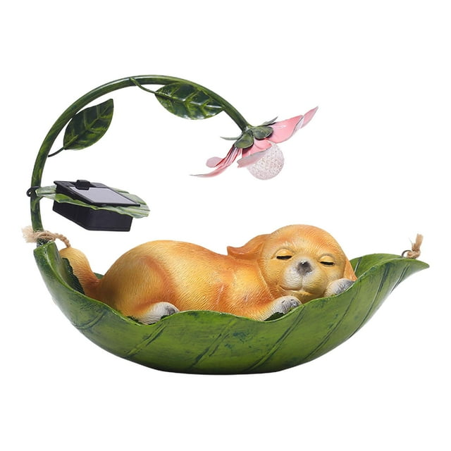 Lámpara solar con forma de animal para decorar caminos exteriores y jardines elegantes. Perro amarillo