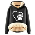 thumbnail image 2 of Womens Heart Print Hoodies Plus Size Warm Fleece Lined Sherpa Pullover Funny Y2k Sweater Long Sleeve Hooded Tops,Fleece Hoodie Women, 2 of 5
