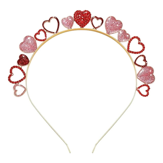Regalos del Día de San Valentín, diadema con forma de corazón, diadema para niños y adultos, aro para el pelo, corazón brillante para Festival, Carnav