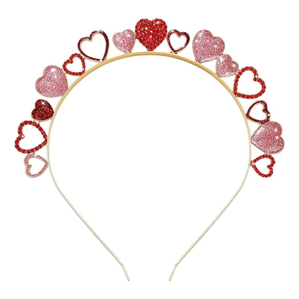 Diadema con forma de corazón para el Día de San Valentín, accesorios de aleación para fotomatón, aro para el pelo, corazón brillante para escenario de Yuyangstore Tocado del día de San Valentín