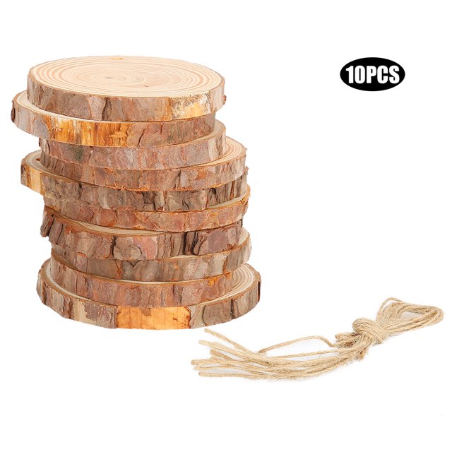 10Pcs Round Wood Slice Double Side Polishing Wooden Craft DIY Material Props Decor Ornament