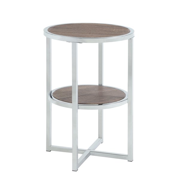 Abington Lane Contemporary Round End Table, Two Tiered for Storage