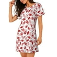 thumbnail image 2 of Vsdgher Motif Football Rouge Chemise de Nuit à Manches Courtes Col Rond Mignonne Robe de Nuit Confortable, 2 of 6