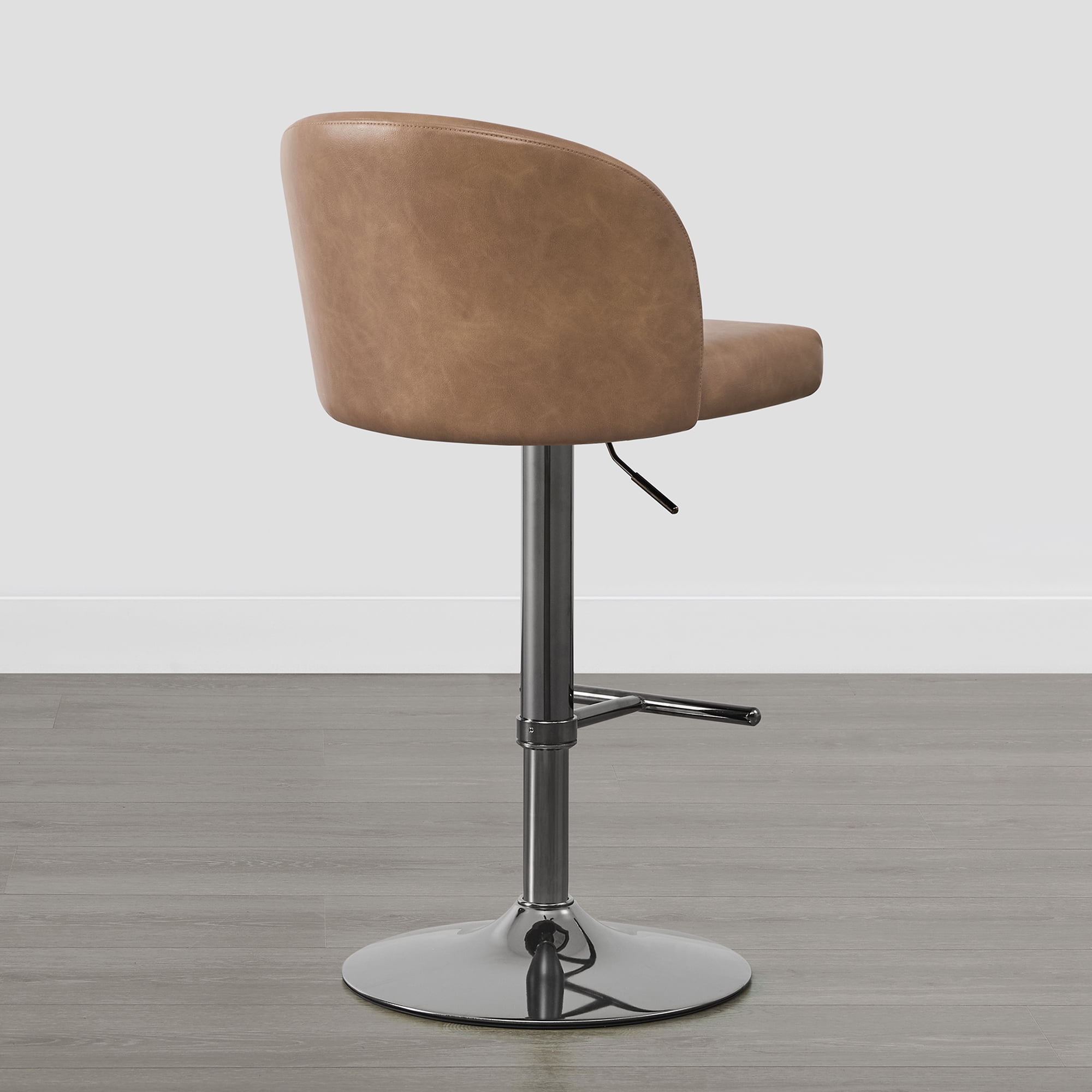 Spruce & Spring Modern Adjustable Swivel Bar Stool with Air-Lift Set of 2, Cognac with Sleek Black Frame