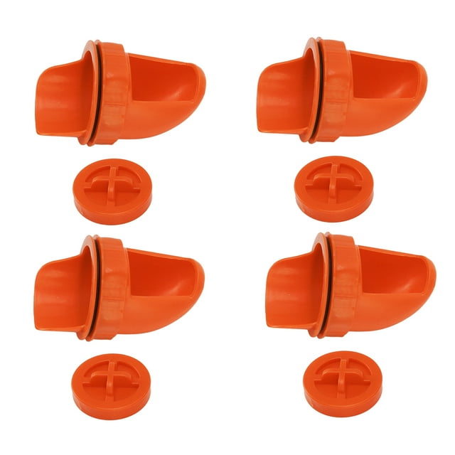 4 juegos de comederos para pollos a prueba de lluvia, comederos para aves de corral, kit de alimentación automática por gravedad para cubos, barriles, contenedores, comederos, naranja