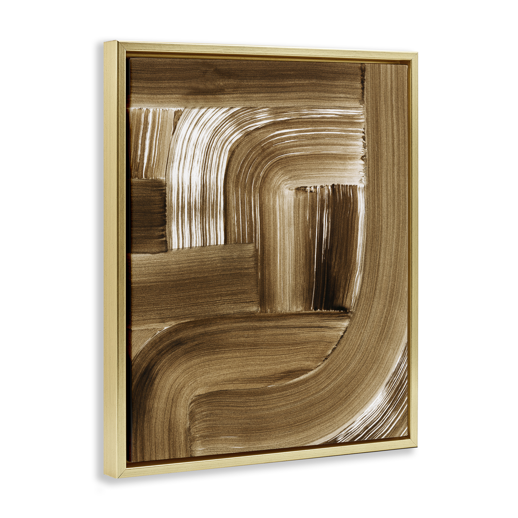 Stupell Industries Brown Curved Arches Abstract Painting Gold Floater Framed Canvas Art Print Wall Art, 17 x 21