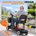 thumbnail image 5 of Havlo 4-Wheel Mobility Scooter for Seniors & Adults, 12.4-Mile Range, Removable Lithium Battery, Wider Adjustable Seat & Armrests, Foldable Electric Mobility Scooter for Everyday & Outdoor Use,Black, 5 of 12