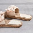 thumbnail image 3 of Sandalias planas abiertas Slotas de nudo de arco Sandalias al aire libre Boho (39) Beige, 3 of 8