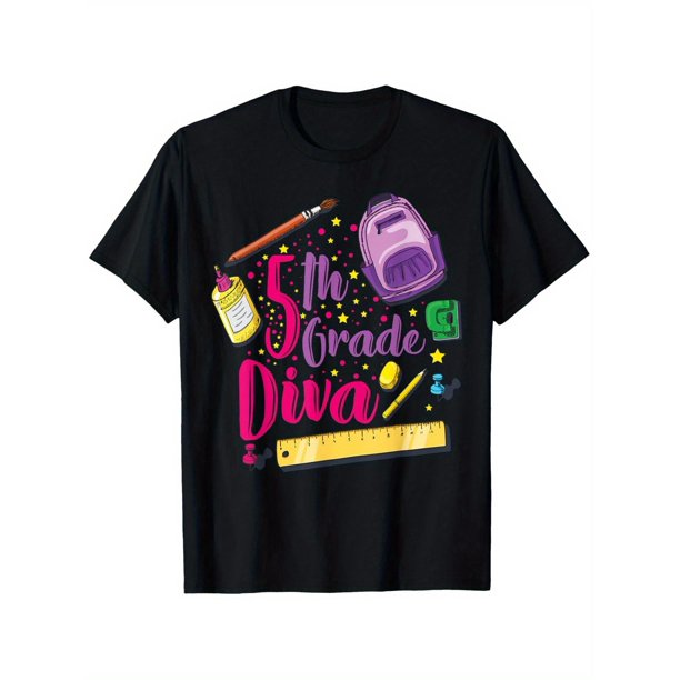 5th Grade Diva Shirt First Day of School Girl Clothes Gift boys girls T-Shirt