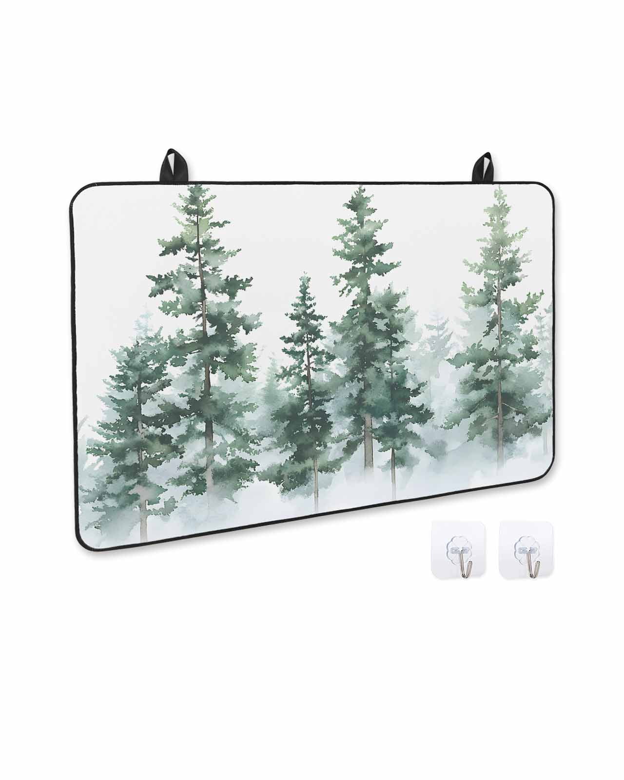 nqOlkjepod Large Induction Cooktop Protector Mat 36"x21", Green Ombre Forest Stove Top Covers for Electric Stove, Watercolor Trees Sage Green Stove Burner Cover Mats, Glass Top Stove Cover