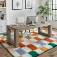 thumbnail image 5 of BERTHMEER 5'x7' Shag Area Rugs for Living Room Bedroom Office Farmhouse Entryway Modern Checkered Contemporary Plush Soft Carpets Indoor Fluffy Washable Rugs, Green Multicolor, 5 of 5