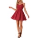 thumbnail image 2 of INSPIRE CHIC Vestido Mini de Estrellas Metálicas para Fiesta con Tirantes de Espagueti y Falda Acampanada para Mujeres XS Burdeos, 2 of 6