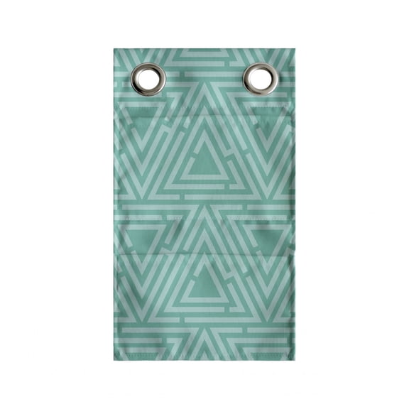 Abstract Hanging Pocket Organizer, Modern Style Minimalist Boho Aztec Tribal Geometry Triangle Hipster, Printed Polyester Storage Bag with Pockets, 9" x 27", Sea Green and Pale Blue