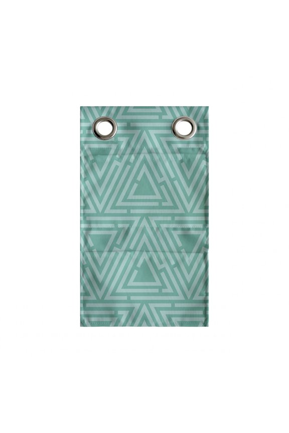 Abstract Hanging Pocket Organizer, Modern Style Minimalist Boho Aztec Tribal Geometry Triangle Hipster, Printed Polyester Storage Bag with Pockets, 9" x 27", Sea Green and Pale Blue