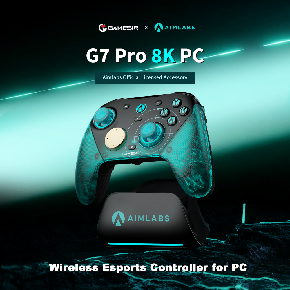 Control Esports GameSir G7 Pro Aimlabs Edition 8K para PC, Frecuencia de Sondeo 8000Hz, Joysticks TMR, Gatillos Hall, Cable e Inalámbrico 2.4G con Audio 3.5mm 4