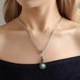 thumbnail image 6 of Bohemian Turquoise Geometric Oval Flower Drop Dangle Earrings Ethnic Teardrop for Women Statement Cowgirl Boho Jewelry, 6 of 11