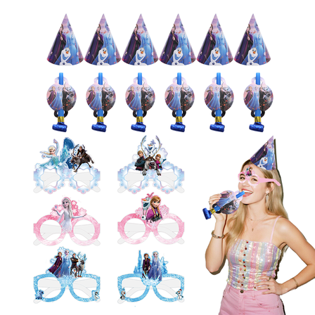 Frozen Party Supplies, 36pcs Frozen Birthday Decorations - Elsa & Anna Birthday Hats, Blowers & Glasses for Frozen Theme Party Favors, Noisemakers
