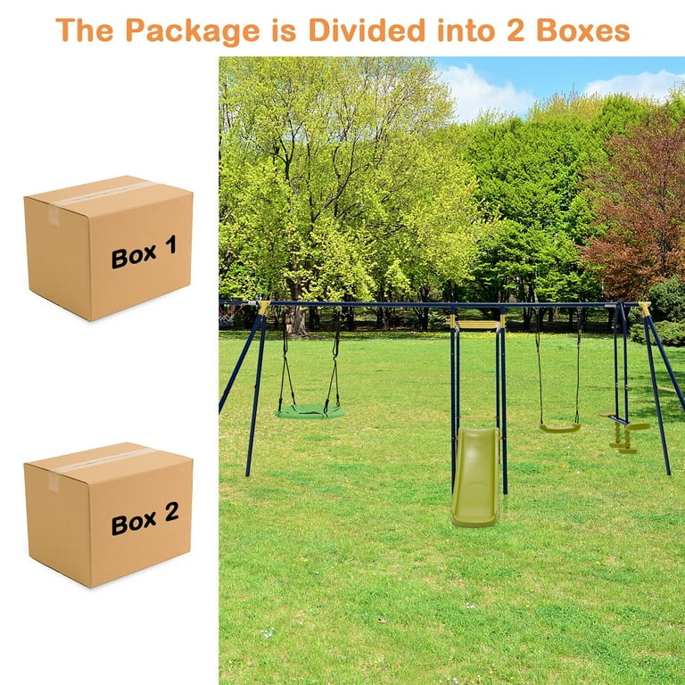 【havehad】Summer Easy Worker Set-up Gymax 440 lbs. Swing Set 2-in-1 Kids Swing Stand with 2