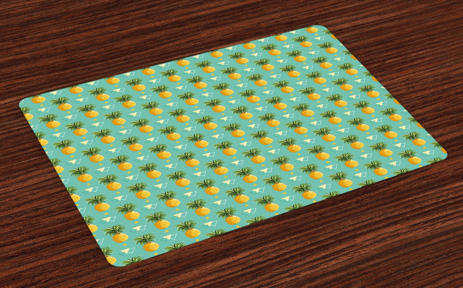 Pineapple Placemats Set of 4 Geometric Hipster Design Tropical Climate