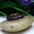 thumbnail image 3 of 2.00Ct Round Cut Simulated Blue Sapphire Anniversary Men's Band Ring 14K Yellow Gold Plated 925 Sterling Silver For Him, 3 of 4
