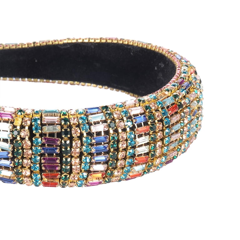 Rhinestone Padded Headband for Women Bejewelled Velvet 