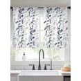 thumbnail image 2 of Dark Blue Grey Botanical Sheer Curtains 45 Inch Length 2 Panels Set, Spring Floral Summer Farmhouse Voile Window Treatment Rod Pocket Small Kitchen Curtains Drapes for Bedroom 52"x45"x2, 2 of 7