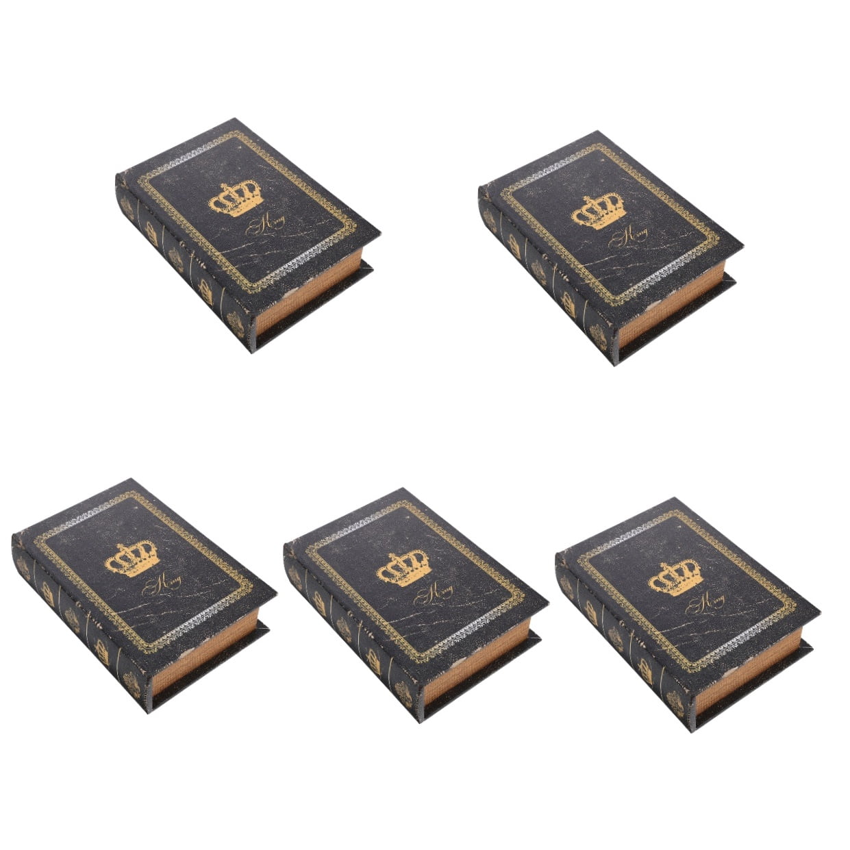 5 PCS Fake Book Decor Shaped Storage Organizer Stacks Pretty Boxes with Lid Vintage