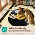 thumbnail image 4 of Design&I 8'x10' Washable Area Rug Sleek Flatweave Pet Friendly Music Vinyl Cd Record Vintage Note Mosaic Retro Disc Center Soundwave for King Size Bedroom, Under Bed, 4 of 7