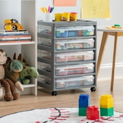 IRIS 5-Case Craft Storage Cart with Organizer Top and wheels for Scrapbooking, Gray
