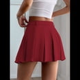 thumbnail image 4 of Falda de Tenis Plisada de Cintura Alta para Mujer y Niña, Estilo Escolar, Corte A Vino Tinto L, 4 of 8