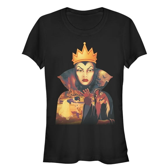 Junior's Snow White and the Seven Dwarfs Evil Queen Pose  Graphic Tee Black Medium