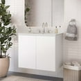 thumbnail image 2 of Sink Vanity Cabinet, Wall Mount, White, Ceramic, Melamine, Modern Contemporary, Hotel Bedroom Bathroom Master Suite Guest, 2 of 9