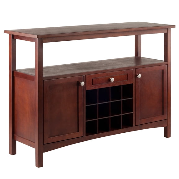 Contemporary Home Living 45.5" Walnut Unique Colby Rectangular Buffet Cabinet Storage