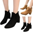 thumbnail image 3 of B91xZ Bottines Chelsea pour Femmes Mode Semelle Crantée Talon Épais à Enfiler, Noir 7, 3 of 5