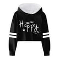 thumbnail image 1 of FAOWME Child Girls Long Sleeve Letters Solid Color Crop Sweatshirt Hoodie Pullover Tops For Kids Black 4-5 Years, 1 of 4
